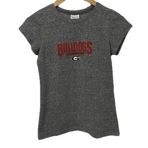 Georgia Bulldogs Girls' Medium Sparkling Gray Logo College Lifestyle T-Shirt 406